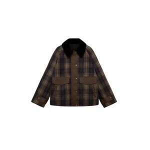 MANGO Women's Contrasting Collar Check Parka Barn Jacket Coat